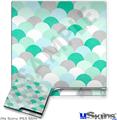 Decal Skin compatible with Sony PS3 Slim Brushed Circles Seafoam