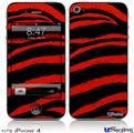 iPhone 4 Decal Style Vinyl Skin - Zebra Red (DOES NOT fit newer iPhone 4S)