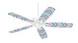 Zig Zag Teal Pink and Gray - Ceiling Fan Skin Kit fits most 42 inch fans (FAN and BLADES SOLD SEPARATELY)
