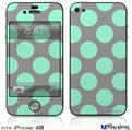 iPhone 4S Decal Style Vinyl Skin - Kearas Polka Dots Mint And Gray