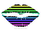 Stripes Rainbow - Kissing Lips Fabric Wall Skin Decal measures 24x15 inches