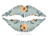 Poppy Orange Light Blue - Kissing Lips Fabric Wall Skin Decal measures 24x15 inches