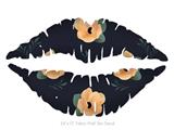 Poppy Orange Navy - Kissing Lips Fabric Wall Skin Decal measures 24x15 inches
