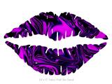 Liquid Metal Chrome Purple - Kissing Lips Fabric Wall Skin Decal measures 24x15 inches
