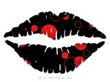 Lots of Dots Red on Black - Kissing Lips Fabric Wall Skin Decal measures 24x15 inches