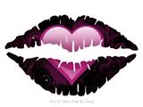 Glass Heart Grunge Hot Pink - Kissing Lips Fabric Wall Skin Decal measures 24x15 inches