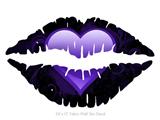 Glass Heart Grunge Purple - Kissing Lips Fabric Wall Skin Decal measures 24x15 inches